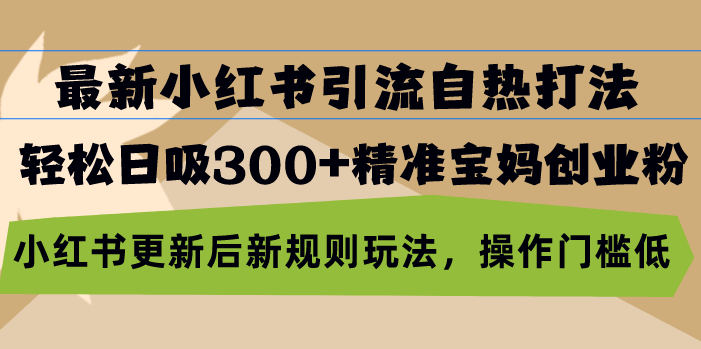 最新小红书引流自热打法，轻松日吸300+精准宝妈创业粉，小红书更新后新...-星禾网创星球
