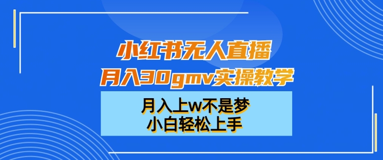 小红书无人直播月入30gmv实操教学，月入上w不是梦，小白轻松上手【揭秘】-星禾网创星球