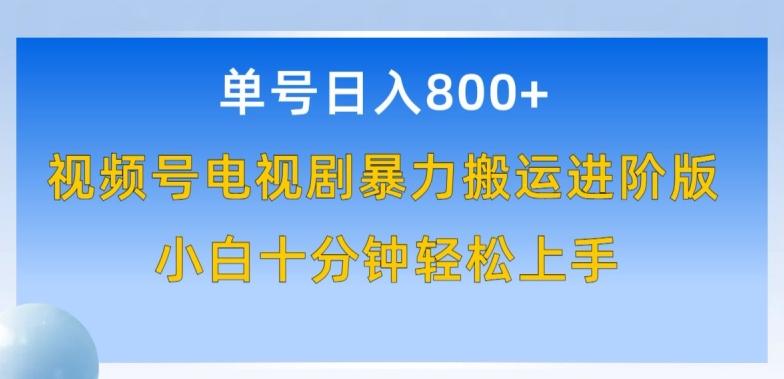 单号日赚800+，视频号电视剧暴力搬运进阶版，100%过原创，小白十分钟也能轻松入手【揭秘】-星禾网创星球