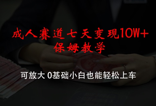 成人赛道七天变现10W+保姆教学，可放大，0基础小白也能轻松上车【揭秘】-星禾网创星球