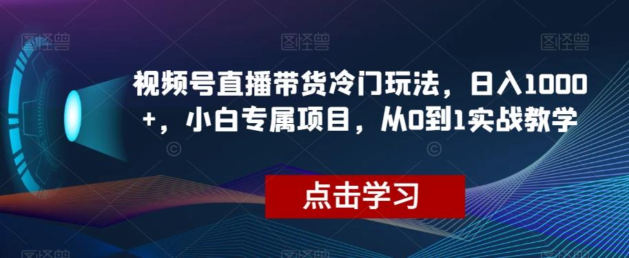 视频号直播带货冷门玩法，日入1000+，小白专属项目，从0到1实战教学【揭秘】-星禾网创星球