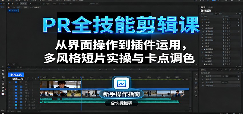 PR全技能剪辑课：从界面操作到插件运用，多风格短片实操与卡点调色-星禾网创星球