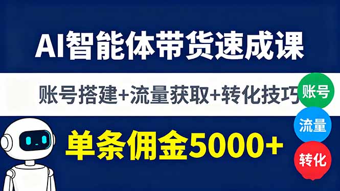 AI智能体带货速成课，账号搭建+流量获取+转化技巧，单条佣金5000+-星禾网创星球