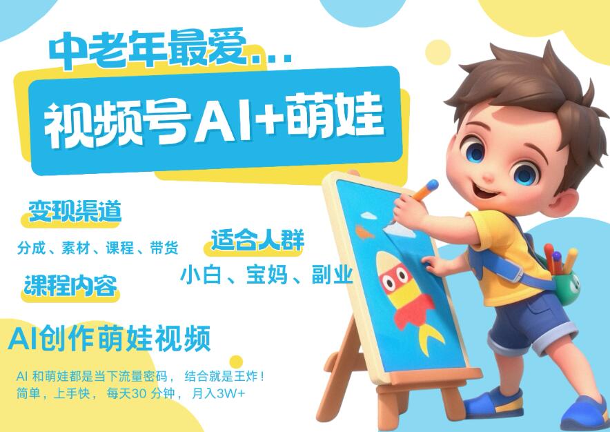 AI+萌娃，又一爆款密码，小白3步上手，爆款率80%，每天十分钟，轻松AI变现萌娃搞钱！月入5W，抓紧学！-星禾网创星球