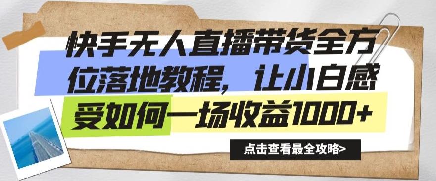 快手无人直播带货全方位落地教程，让小白感受如何一场收益1000+【揭秘】-星禾网创星球