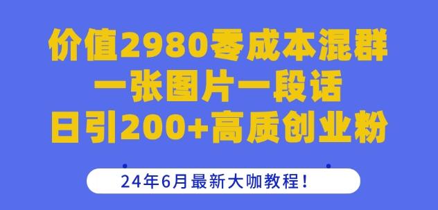 价值2980零成本混群一张图片一段话日引200+高质创业粉，24年6月最新大咖教程【揭秘】-星禾网创星球