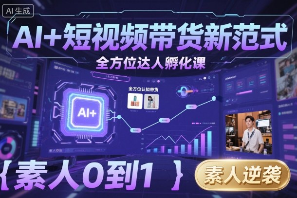 AI+短视频带货新范式全方位达人孵化课，素人也可以从0到1，全方位认知短视频带货-星禾网创星球