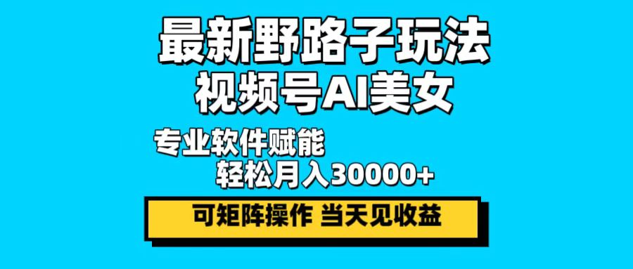 最新野路子玩法，视频号AI美女，当天见收益，轻松月入30000＋-星禾网创星球
