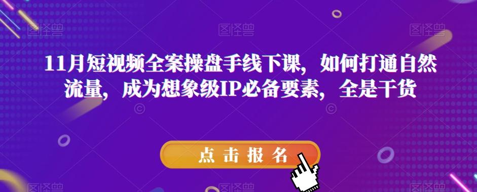11月短视频全案操盘手线下课，如何打通自然流量，成为想象级IP必备要素，全是干货-星禾网创星球