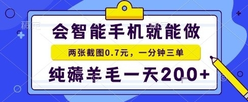 手机项目，二十秒一单，纯薅羊毛一天2张+做就有【揭秘】-星禾网创星球