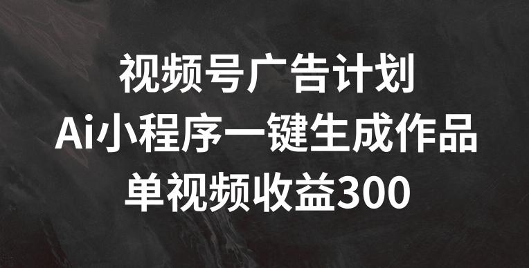 视频号广告计划，AI小程序一键生成作品， 单视频收益300+【揭秘】-星禾网创星球