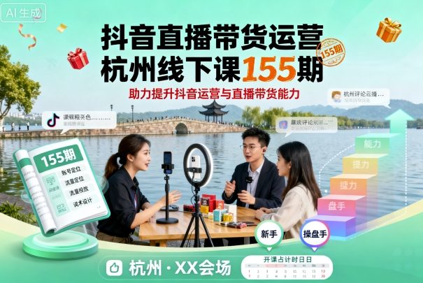 抖音直播带货运营杭州线下课155期，助力提升抖音运营与直播带货能力-星禾网创星球