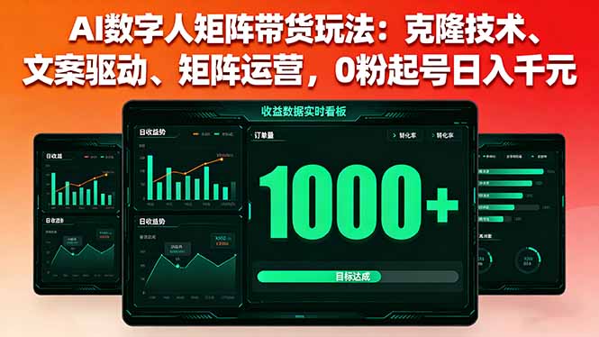 AI数字人矩阵带货玩法：克隆技术、文案驱动、矩阵运营，0粉起号日入千元-星禾网创星球