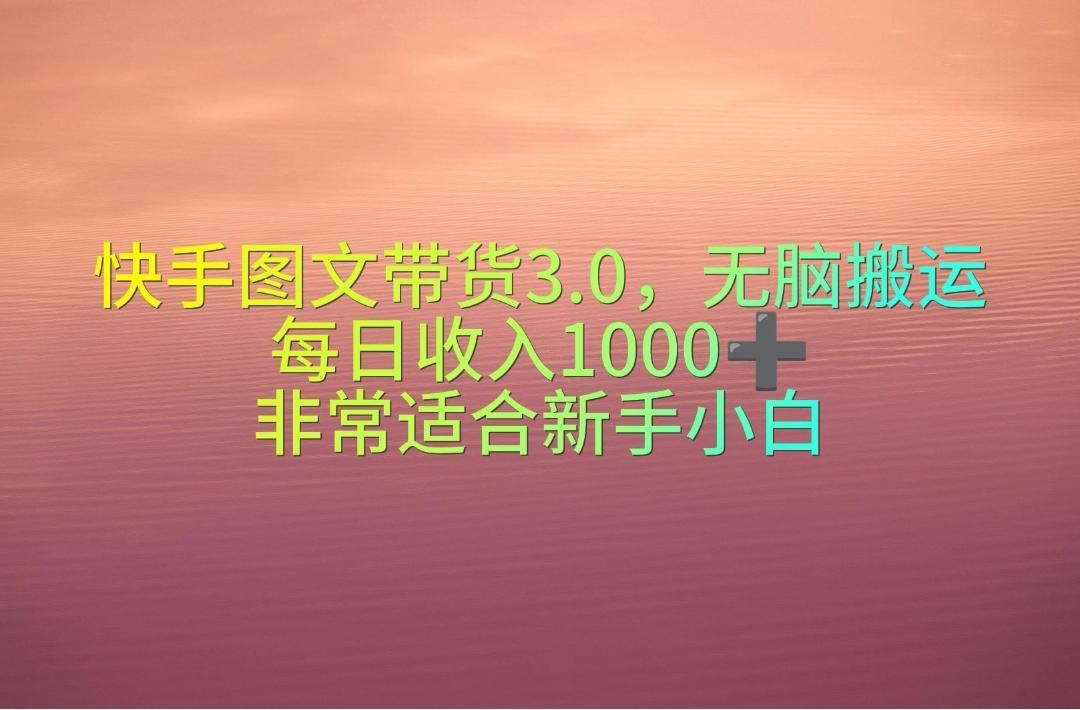 快手图文带货3.0，无脑搬运，每日收入1000＋，非常适合新手小白-星禾网创星球