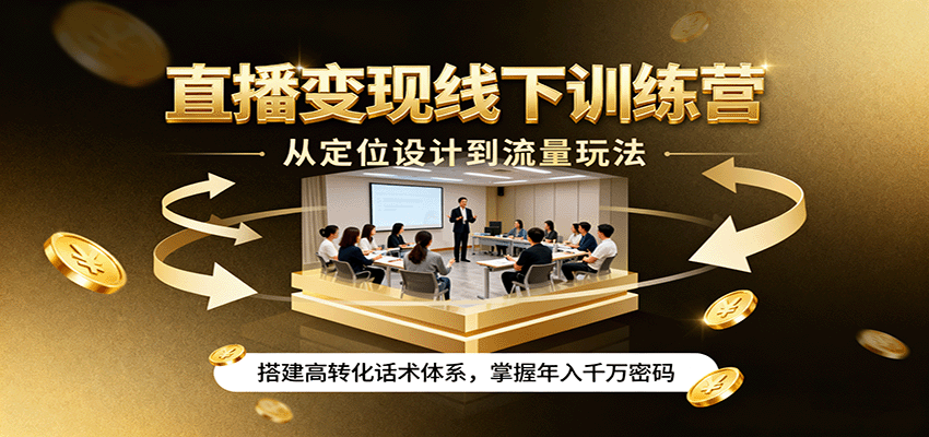直播变现线下训练营，从定位设计到流量玩法，搭建高转化话术体系，掌握年入千万密码-星禾网创星球