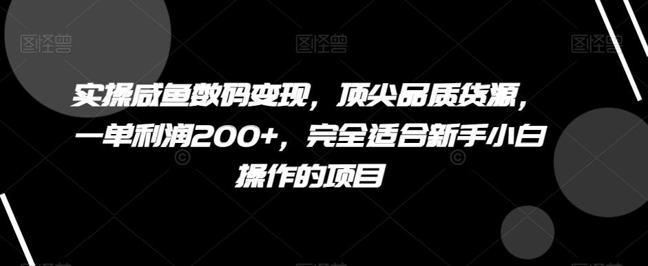 实操咸鱼数码变现，顶尖品质货源，一单利润200+，完全适合新手小白操作的项目【揭秘】-星禾网创星球