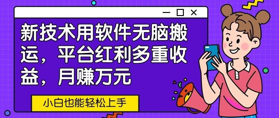 新技术用软件无脑搬运，平台红利多重收益，月赚万元，小白也能轻松上手-星禾网创星球