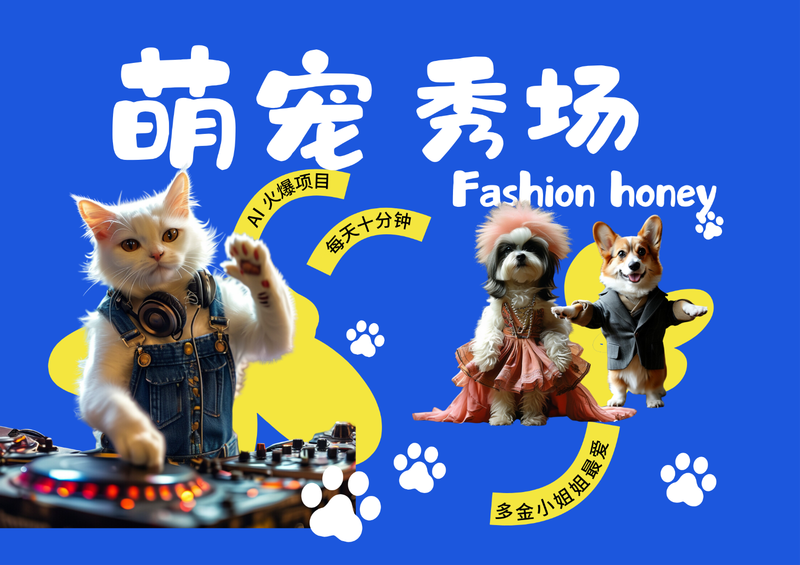 酷飒动物跳舞走秀 时尚喵FASHION汪 多金小姐姐最爱的 轻松月入破W-星禾网创星球