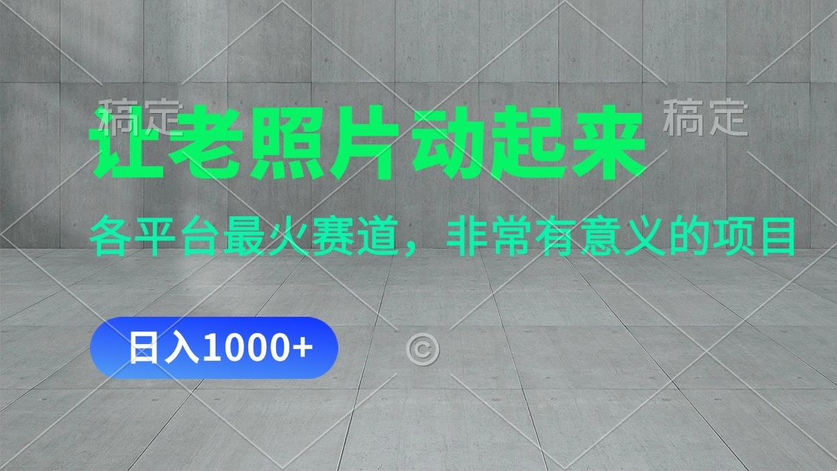 让老照片动起来，一天变现1000+，各平台最火赛道，看完就会-星禾网创星球