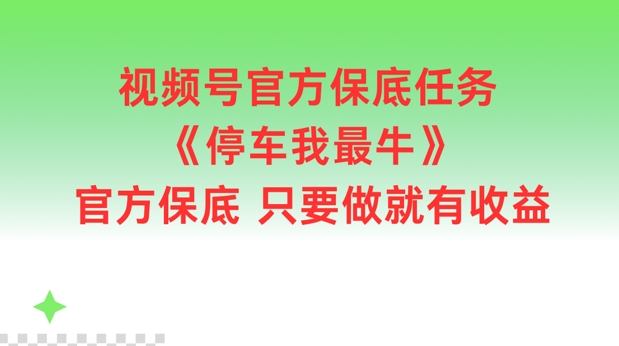 视频号官方保底任务，停车我最牛，官方保底只要做就有收益【揭秘】-星禾网创星球
