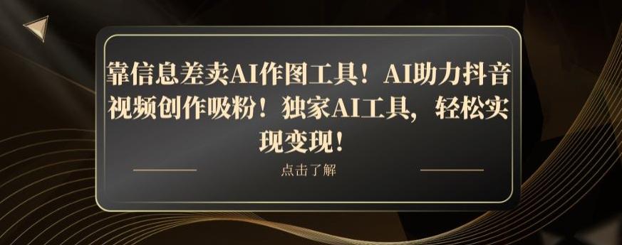 靠信息差卖AI作图工具！AI助力抖音视频创作吸粉！独家AI工具，轻松实现变现！-星禾网创星球