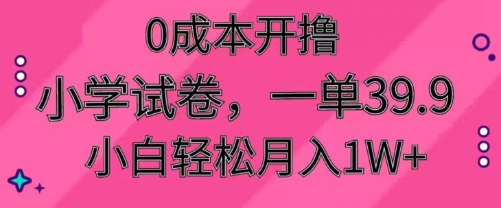0成本开撸，小学试卷，一单39.9，小白轻松月入1W+-星禾网创星球