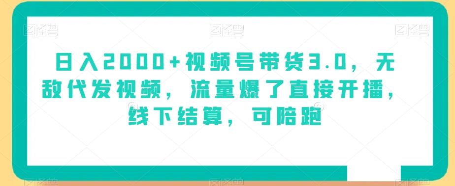 日入2000+视频号带货3.0，无敌代发视频，流量爆了直接开播，线下结算，可陪跑-星禾网创星球