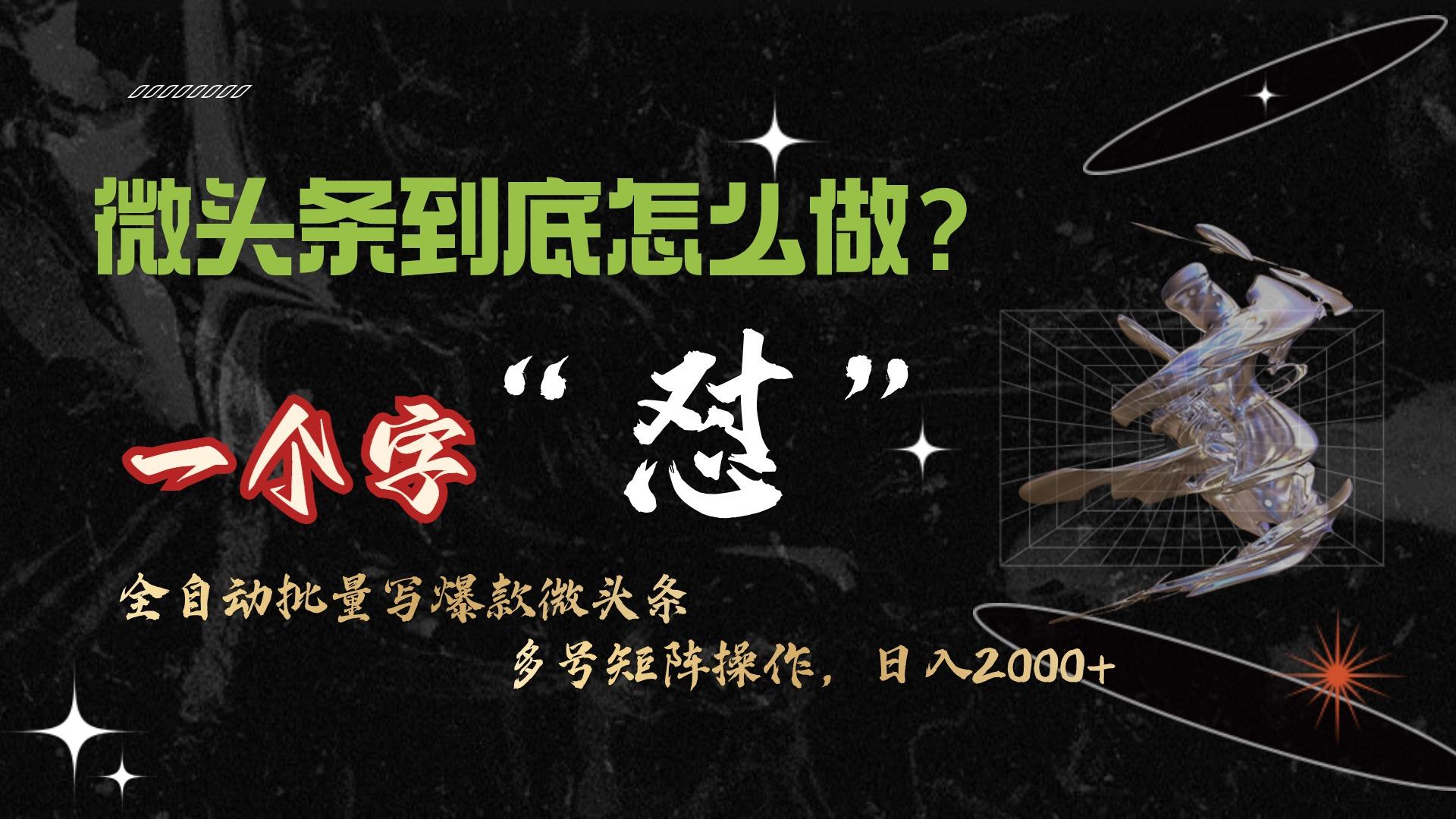 (9809期)微头条最新最强连怼操作，10分钟50条，真正解放双手，月入1w+-星禾网创星球