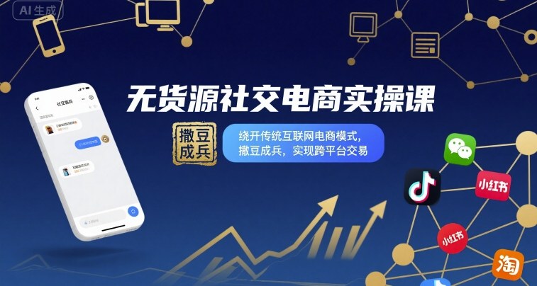 无货源社交电商实操课，绕开传统互联网电商模式，撒豆成兵，实现跨平台交易-星禾网创星球