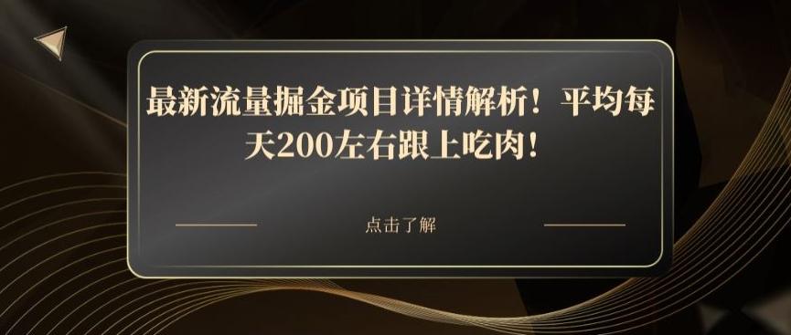 最新流量掘金项目详情解析！平均每天200左右跟上吃肉！-星禾网创星球