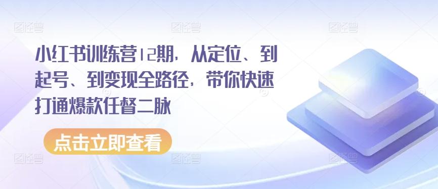 小红书训练营12期，从定位、到起号、到变现全路径，带你快速打通爆款任督二脉-星禾网创星球