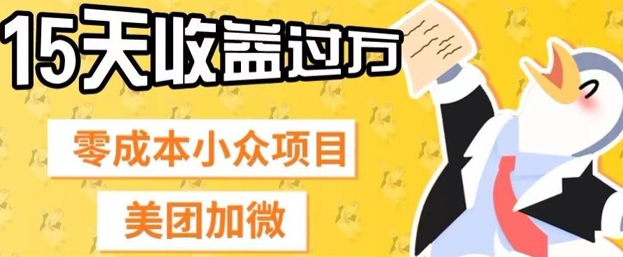 零成本小众项目，美团加微，一单4.5+，15天已经有人赚上万收益-星禾网创星球