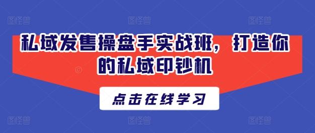 私域发售操盘手实战班，打造你的私域印钞机-星禾网创星球
