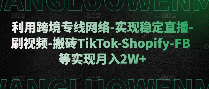 利用跨境专线网络-实现稳定直播-刷视频-搬砖TikTok-Shopify-FB等实现月入2W+【揭秘】-星禾网创星球