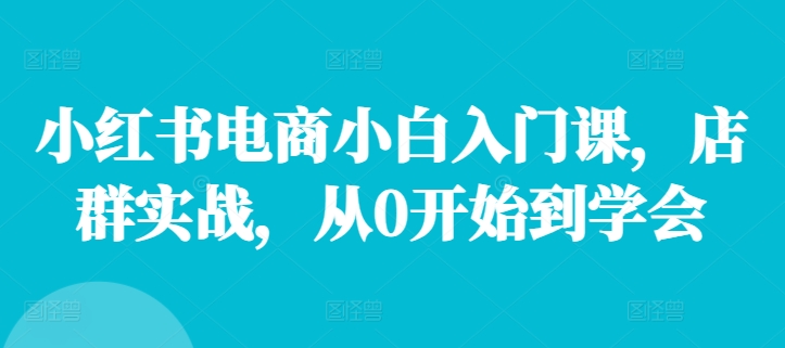 小红书电商小白入门课，店群实战，从0开始到学会-星禾网创星球