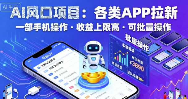 AI风口项目，各类APP拉新，一部手机就可以操作，收益上限高，可批量操作-星禾网创星球
