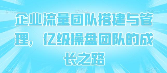 企业流量团队搭建与管理，亿级操盘团队的成长之路-星禾网创星球