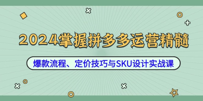 2024掌握拼多多运营精髓：爆款流程、定价技巧与SKU设计实战课-星禾网创星球