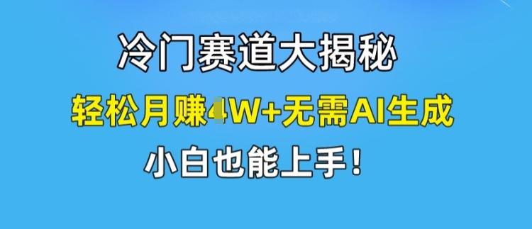 冷门赛道大揭秘，轻松月赚1W+无需AI生成，小白也能上手【揭秘】-星禾网创星球