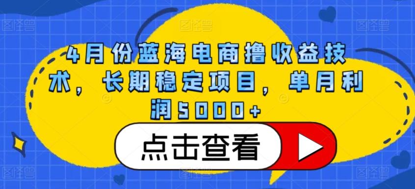 4月份蓝海电商撸收益技术，长期稳定项目，单月利润5000+【揭秘】-星禾网创星球