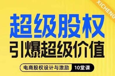 超级股权引爆超级价值，电商股权设计与激励10堂线上课-星禾网创星球