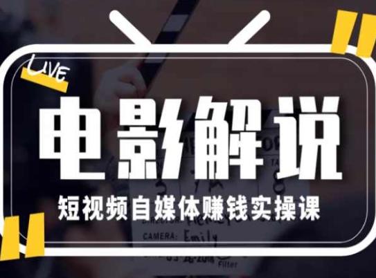 电影解说短视频自媒体赚钱实操课，教你做电影解说短视频，月赚1万-星禾网创星球