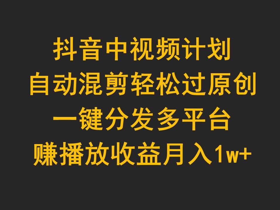 (9825期)抖音中视频计划，自动混剪轻松过原创，一键分发多平台赚播放收益，月入1w+-星禾网创星球