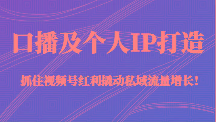 口播及个人IP打造，抓住视频号红利撬动私域流量增长！（45节课）-星禾网创星球
