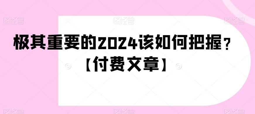 极其重要的2024该如何把握？【付费文章】-星禾网创星球