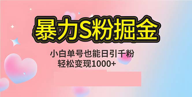 单人单机日引千粉，变现1000+，S粉流量掘金计划攻略-星禾网创星球
