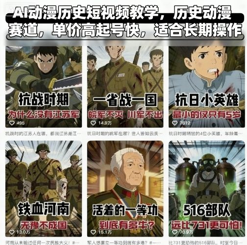 AI动漫历史短视频教学，历史动漫赛道，单价高起号快，适合长期操作-星禾网创星球