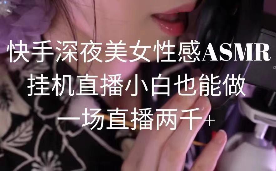 快手深夜美女性感ASMR挂机直播，小白也能做，一场直播两千+-星禾网创星球