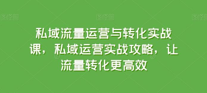 私域流量运营与转化实战课，私域运营实战攻略，让流量转化更高效-星禾网创星球