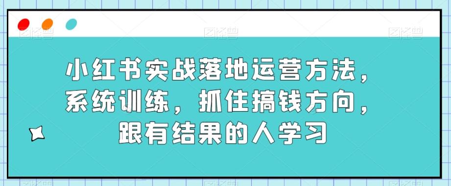 小红书实战落地运营方法，系统训练，抓住搞钱方向，跟有结果的人学习-星禾网创星球